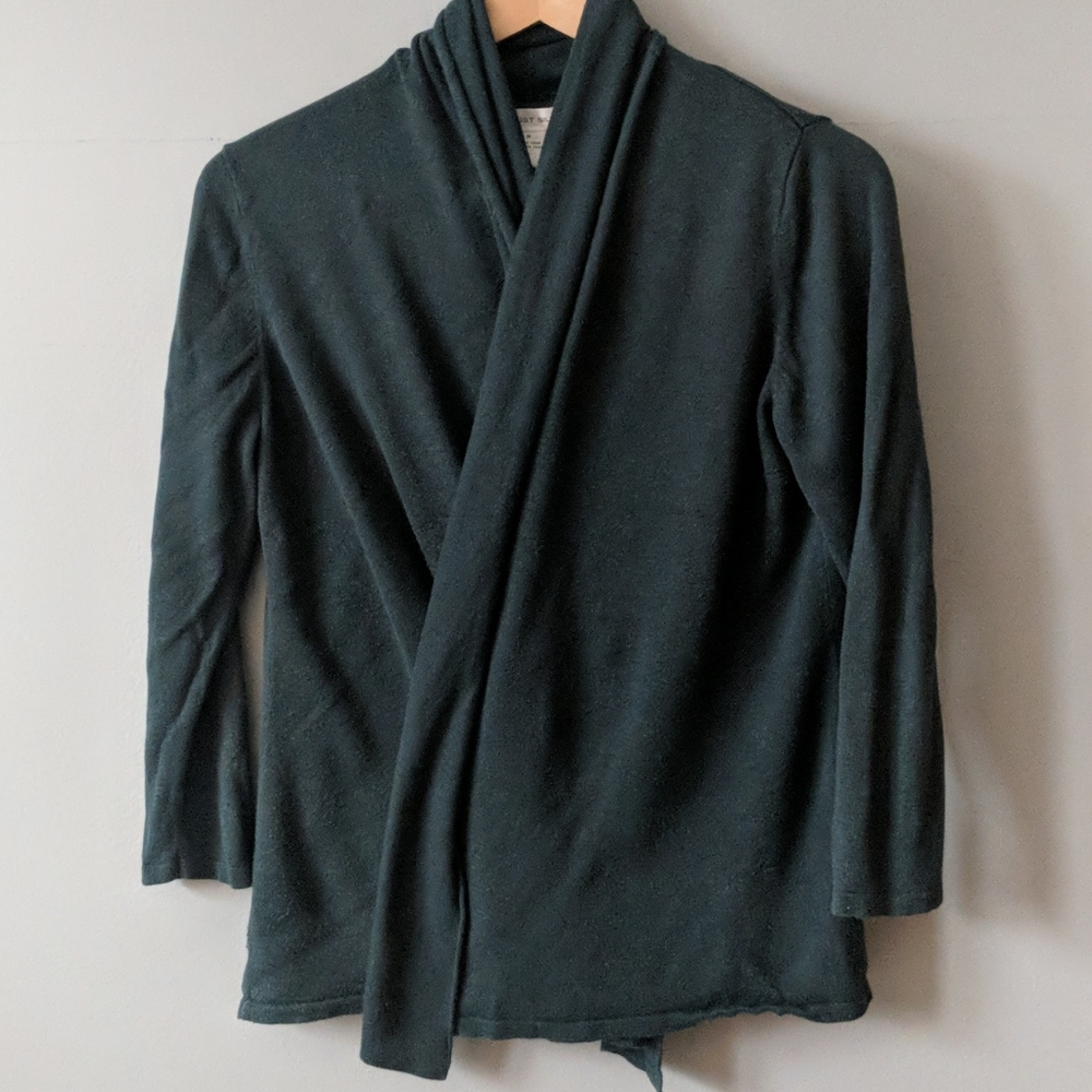 Green Silk and Wool Blend Wrap/Cardigan